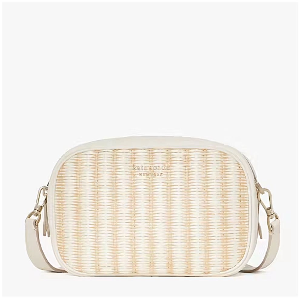 NWOT Kate Spade Astrid Straw Camera Bag Crossbody - Picture 4 of 16